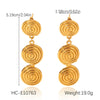Wholesale Ins Style Geometric Stainless Steel Threaded Hoop Earrings With Electroplating