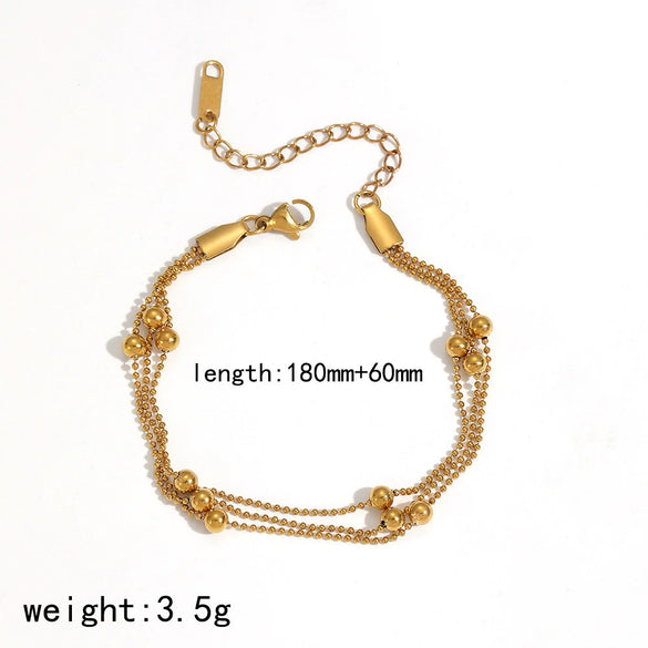 Wholesale Ins Style Geometric Stainless Steel Women's Bracelet Inlaid With Zircon Vacuum Plated 18K Gold