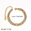 Wholesale Ins Style Geometric Stainless Steel Women's Bracelet Inlaid With Zircon Vacuum Plated 18K Gold