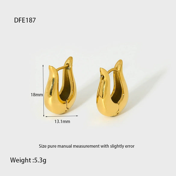 Wholesale Ins Style Geometric Ushaped Stainless Steel 18K Gold Plated Earrings For Women