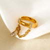 Wholesale Ins Style Geometric Water Drop Zircon Stainless Steel Ring 18K Gold Plated For Women
