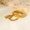 Wholesale Ins Style Geometric Water Drop Zircon Stainless Steel Ring 18K Gold Plated For Women