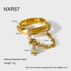 Wholesale Ins Style Geometric Water Drop Zircon Stainless Steel Ring 18K Gold Plated For Women