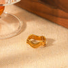 Wholesale Ins Style Geometric Wavy Line Stainless Steel 18K Gold Electroplated Women's Ring