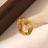 Wholesale Ins Style Geometric Wavy Line Stainless Steel 18K Gold Electroplated Women's Ring