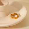 Wholesale Ins Style Geometric Wavy Line Stainless Steel 18K Gold Electroplated Women's Ring