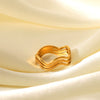 Wholesale Ins Style Geometric Wavy Line Stainless Steel 18K Gold Electroplated Women's Ring