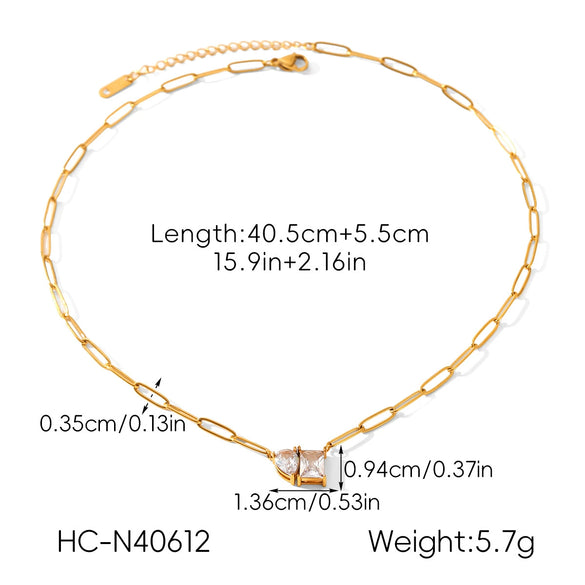 Wholesale Ins Style Geometric Zircon Pendant 18K Goldplated Stainless Steel Necklace For Women