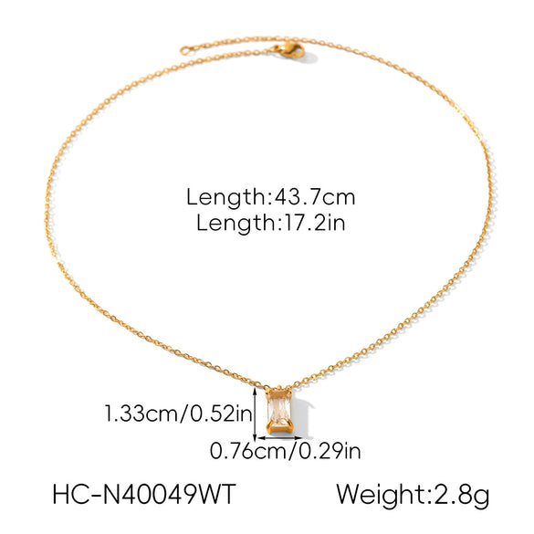 Wholesale Ins Style Geometric Zircon Pendant 18K Goldplated Stainless Steel Necklace For Women