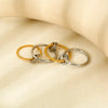 Wholesale Ins Style Geometric Zirconia Stainless Steel 18K Gold Plated Braided Bead Fourlayer Ring For Women
