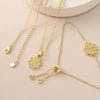 Wholesale Ins Style Goldplated Copper Fourleaf Clover Pendant Necklace With Pullout Bracelet Jewelry Set For Women