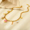 Wholesale Ins Style Heart Flower Pendant Stainless Steel Titanium Steel Necklace 18K Gold Plated Dripping Oil Jewelry For Women