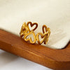 Wholesale Ins Style Heartshaped Spliced Stainless Steel 18K Gold Plated Open Ring Jewelry For Women