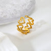 Wholesale Ins Style Heartshaped Spliced Stainless Steel 18K Gold Plated Open Ring Jewelry For Women