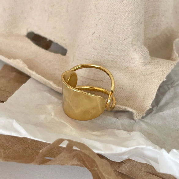 Wholesale Ins Style Irregular Sterling Silver Wide Band Ring Open Ring