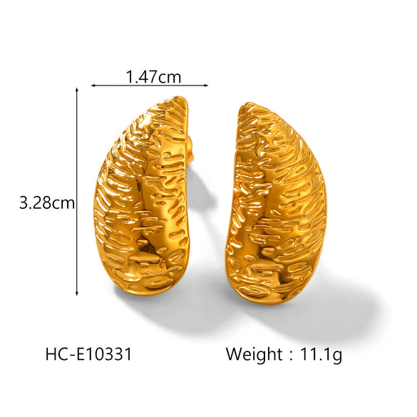 Wholesale Ins Style 18K Gold Electroplated Stainless Steel Geometric Leaf Earrings For Women