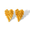 Wholesale Ins Style 18K Gold Electroplated Stainless Steel Geometric Leaf Earrings For Women