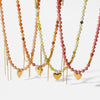 Wholesale Ins Style 18K Gold Plated Stainless Steel Heart Shape Beaded Necklace With Heart Tassel Pendant For Women