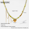 Wholesale Ins Style 18K Gold Plated Stainless Steel Heart Shape Beaded Necklace With Heart Tassel Pendant For Women