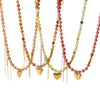 Wholesale Ins Style 18K Gold Plated Stainless Steel Heart Shape Beaded Necklace With Heart Tassel Pendant For Women