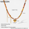 Wholesale Ins Style 18K Gold Plated Stainless Steel Heart Shape Beaded Necklace With Heart Tassel Pendant For Women
