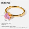 Wholesale Ins Style 18K Goldplated Stainless Steel Heartshaped Zircon Ring For Women