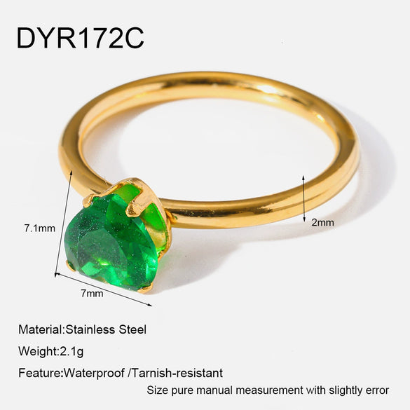 Wholesale Ins Style 18K Goldplated Stainless Steel Heartshaped Zircon Ring For Women