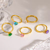 Wholesale Ins Style 18K Goldplated Stainless Steel Heartshaped Zircon Ring For Women