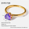 Wholesale Ins Style 18K Goldplated Stainless Steel Heartshaped Zircon Ring For Women