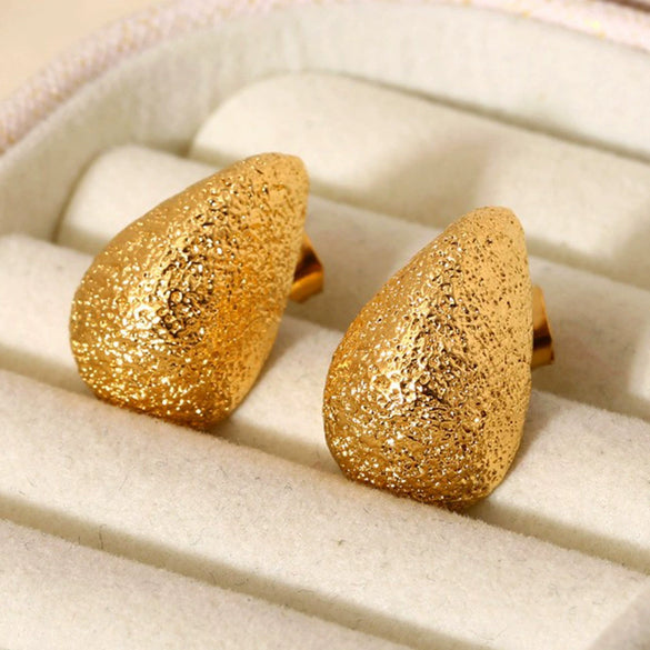 Wholesale Ins Style Light Luxury Matte Geometric Water Drop Goldplated Stainless Steel Earrings For Women