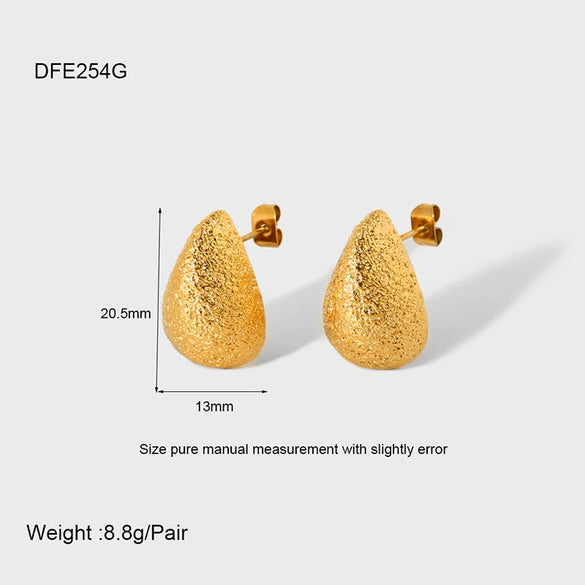 Wholesale Ins Style Light Luxury Matte Geometric Water Drop Goldplated Stainless Steel Earrings For Women