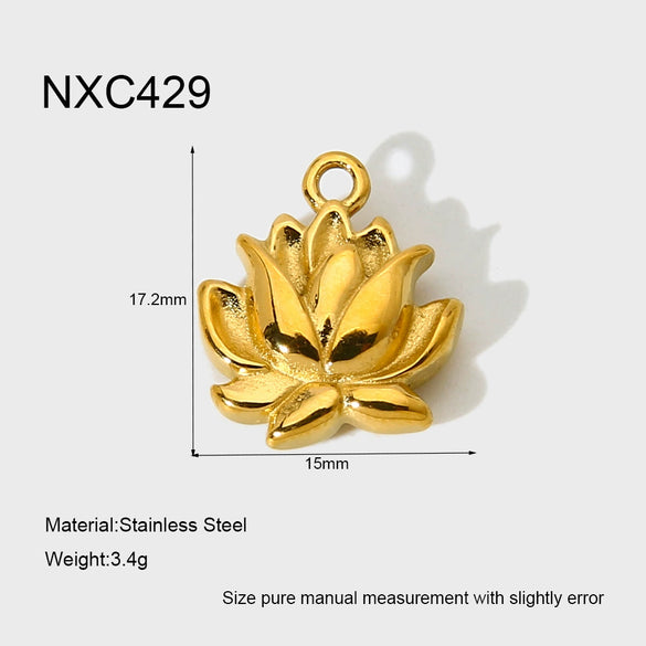 Wholesale Ins Style Lotus Heart Star Moon Pendant Gold Plated Stainless Steel Jewelry Accessories