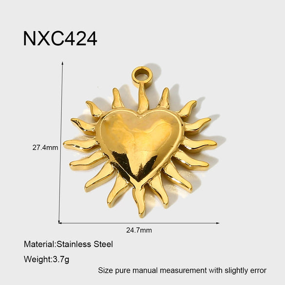 Wholesale Ins Style Lotus Heart Star Moon Pendant Gold Plated Stainless Steel Jewelry Accessories