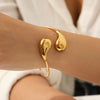 Wholesale Ins Style Minimalist Electroplated Stainless Steel Dropshaped Open Bracelet Jewelry