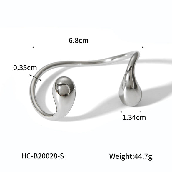 Wholesale Ins Style Minimalist Electroplated Stainless Steel Dropshaped Open Bracelet Jewelry