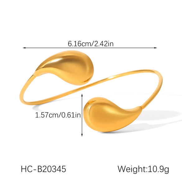 Wholesale Ins Style Minimalist Electroplated Stainless Steel Dropshaped Open Bracelet Jewelry