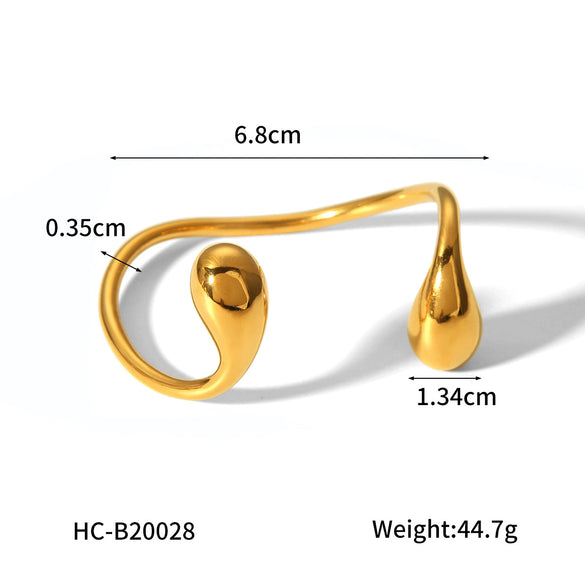 Wholesale Ins Style Minimalist Electroplated Stainless Steel Dropshaped Open Bracelet Jewelry