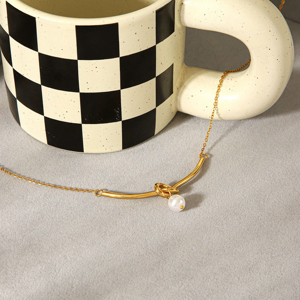 Wholesale Ins Style Minimalist Geometric Stainless Steel Electroplated Ochain Pendant Necklace For Women