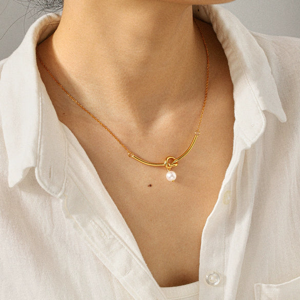 Wholesale Ins Style Minimalist Geometric Stainless Steel Electroplated Ochain Pendant Necklace For Women