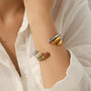 Wholesale Ins Style Minimalist Open Bracelet Electroplated Titanium Steel And Stainless Steel Inlaid With Pearls Hand Jewelry