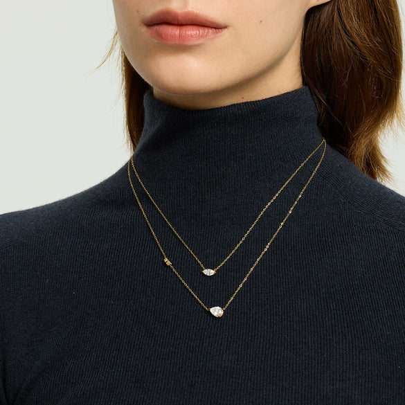 Wholesale Ins Style Minimalist Teardrop Zircon Stainless Steel 18K Gold Plated Pendant Necklace For Women