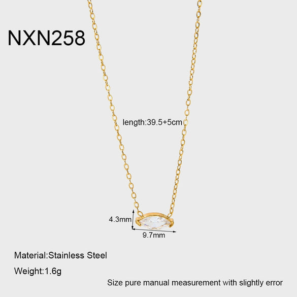 Wholesale Ins Style Minimalist Teardrop Zircon Stainless Steel 18K Gold Plated Pendant Necklace For Women