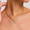 Wholesale Ins Style Minimalist Water Drop Geometric Zircon Stainless Steel Pendant Necklace For Women 18K Gold Plated