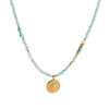 Wholesale Ins Style Mint Green Natural Stone Stainless Steel Necklace With Star Shape Geometric 18K Gold Plated Pendant And Handmade Beaded Chain For Women