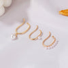 Wholesale Ins Style Retro Pearl Ear Clips And Ear Hooks For Women Geometric Alloy Electroplated Earrings