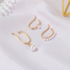 Wholesale Ins Style Retro Pearl Ear Clips And Ear Hooks For Women Geometric Alloy Electroplated Earrings