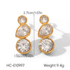 Wholesale Ins Style Simple Geometric Water Drop Inlaid Zircon Electroplated Stainless Steel Earrings For Women