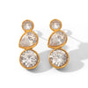 Wholesale Ins Style Simple Geometric Water Drop Inlaid Zircon Electroplated Stainless Steel Earrings For Women