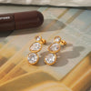 Wholesale Ins Style Simple Geometric Water Drop Inlaid Zircon Electroplated Stainless Steel Earrings For Women