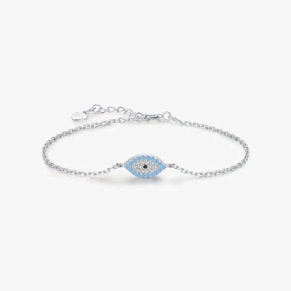 Wholesale Ins Style Simple Style Devil'S Eye Sterling Silver Rhodium Plated Turquoise Zircon Bracelets